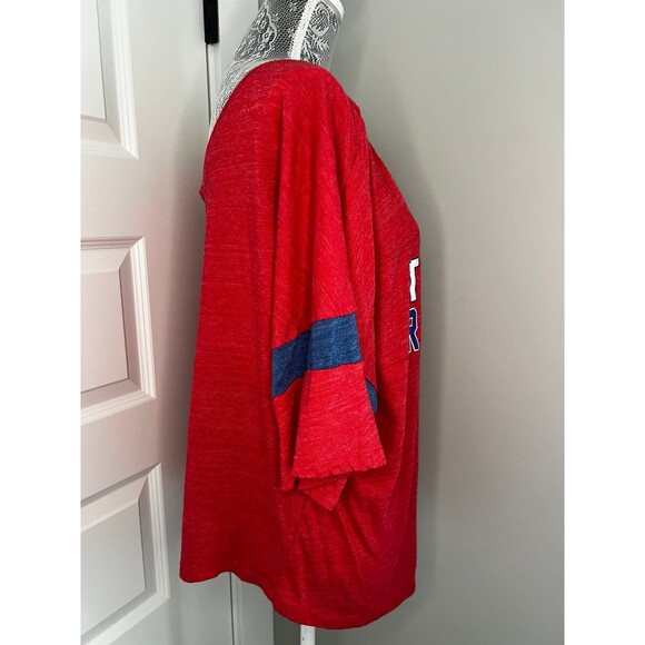 Texas Rangers Crop Top Tee One Shoulder size 2X Womens Baseball Top New Era - Picture 5 of 7